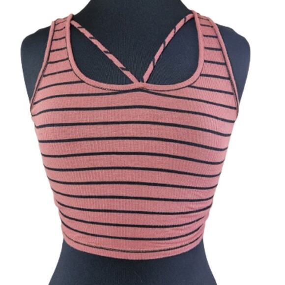 Ribbed Striped Crop Top Size Small - Picture 1 of 5